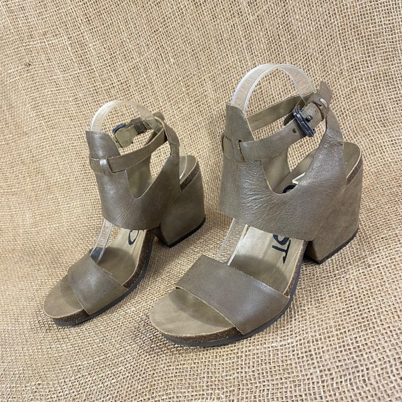 OTBT sandals sling back ankle strap open toe block high heels leather sz 8 M - Picture 2 of 10